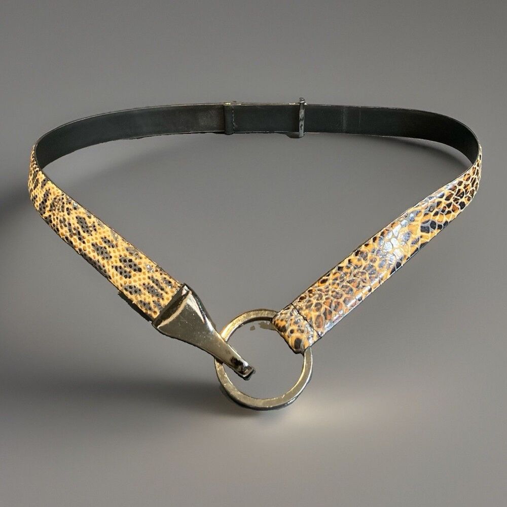 Y2K WCM New York Leopard Print Genuine Leather Womens Adjustable OS Belt
